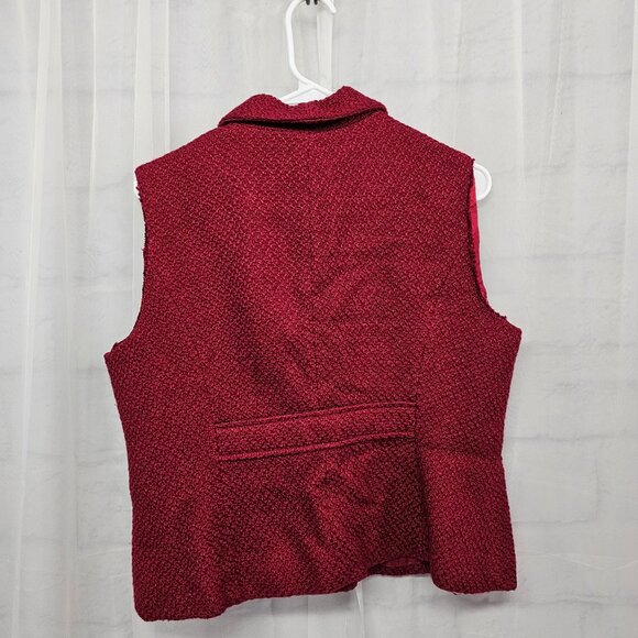 Vintage Coldwater Creek Vest Y2K Boucle Red Retro Office School Retro 14P - Picture 3 of 8